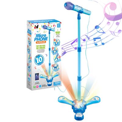 Kids, with Flashing Lights & Stand - Fun Musical Effects Toy for Singing, Play, Gift(Blue)