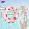 2 Pcs Inflatable Pool Floats for Adults, Swimming Rings with Handles Swim Tube Pool Rings Floaties for Adults Hawaiian Beach Party Decorations, 35 x 14.5 Inch (Strawberry) view 2