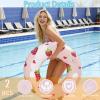 2 Pcs Inflatable Pool Floats for Adults, Swimming Rings with Handles Swim Tube Pool Rings Floaties for Adults Hawaiian Beach Party Decorations, 35 x 14.5 Inch (Strawberry) view 4