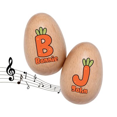 Artiglow Custom Musical Easter Egg Shaker 2026, Personalized Easter Basket Stuffers Wooden Percussion Eggs with Name, First Easter Gifts for Baby, Egg Hunt Prize for Toddlers Girls Boys, Initial-5