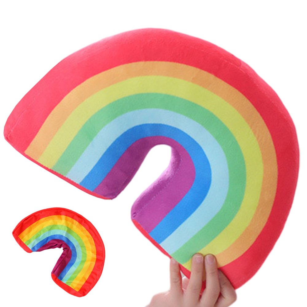AwnsIMfreien Rainbow Pillows for Girls, Rainbow Pillow, 13.8 Inch Soft Short Plush Pillow Covers, Arch-Shaped Decor for Kids, Classroom, Home, Throw Covers