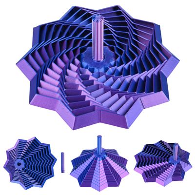 3D Printed Expandable Star Fidget Toy with Handle, Whirling Spiral Sensory Spinner, Stress Relief Desk Toy for Adults & Kids, ADHD Focus Gift (Blue Purple)