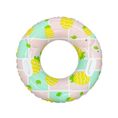 2 Pcs Inflatable Pool Floats for Adults, Swimming Rings with Handles Swim Tube Pool Rings Floaties for Adults Hawaiian Beach Party Decorations, 35 x 14.5 Inch (Pineapple)
