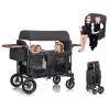 JMHUA Wagon Stroller for 4 Seater High View for 4 Kids, Foldable Push Pull All Terrain Stroller for Toddlers with 5-Point Harness,Snack Tray,Storage,Mom Bag,Perfect for Camping Beach Shopping Travel view 1