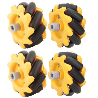 Badafaci 48mm Mecanum Wheel with Artificial Wheel Shape for TT Motors DIY Smart Car Accessories Smooth Running Directional Various Movement Modes (Two Pairs)
