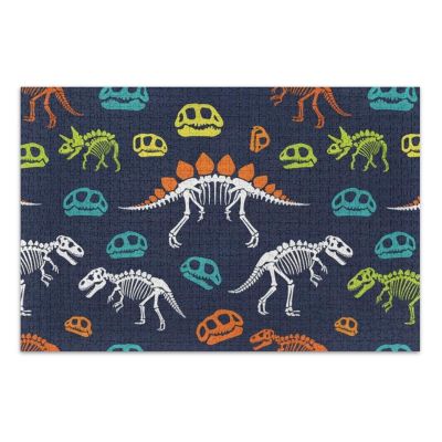 Dinosaur Navy Skeleton Print Jigsaw Puzzles for Adults Families 1000 Pieces Educational Game for Girls Boys Toddler Low Difficulty Puzzle Pieces Fit Together Perfectly 29.5" x 19.7"