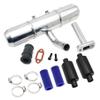 FLMLF Aluminium Twin Exhaust Tuned Pipe + Muffler Pipe Kit for 1/5 Rc HPI ROFUN ROVAN KM Baja 5B 5T 5SC SS Truck Buggy (Black Blue) view 1