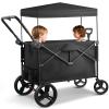 Wagon Stroller for 2 Kids, Baby Wagon Outdoor with Canopy, Collapsible with 5-Point Harnesses, Adjustable Handle & Pull Bar for Infants and Toddlers view 1