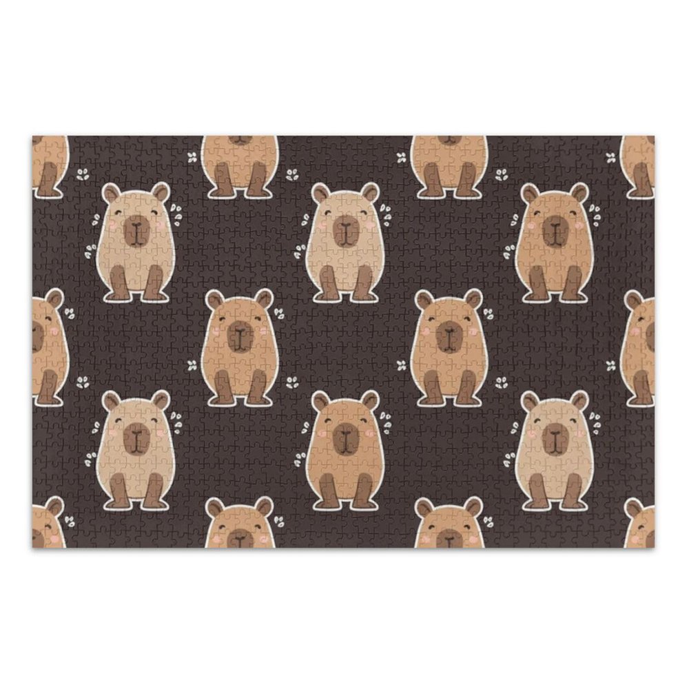 Capybara Animal Brown Print Jigsaw Puzzles for Adults Family 1000 Pieces Educational Game for Girls Kids Boys Low Difficulty Puzzle Pieces Fit Together Perfectly 29.5" x 19.7"