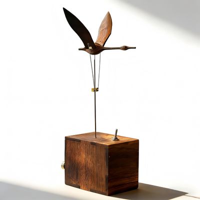 Natural Wonders Wooden Motion Sculpture Collection (Featuring Manta Ray Mechanical Sculpture, Swan Moving Art, and Narwhal Motion Art) (Black swan)
