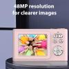 Andoer Kids and Beginners 1080P Vlog Camera 48MP 16X Zoom Autofocus Compact Digital Camera with 2.4 Inch IPS Screen (Pink) view 2
