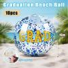 10 Pcs 16inch Graduation Beach Balls, Inflatable Glitter Beach Ball Congrats Grad Sign for Class of 2026, Swimming Pool Graduation Party Supplies for Senior College(Blue) view 2
