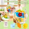 Baby Toys 6-12-18 Months - My First Plush Bunny Burrow with Stuffed Animals, Rattle, Crinkle, Teether, Montessori Sensory Toys for Babies Toddlers 1-3, Baby Block Stacking Toy for Boys Girls Gifts view 3