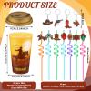 Acellegic 24 Set Western Cups Western Themed Party Favor 16 oz Plastic Cowboy Cups Gifts with Lids and Straws Keychains Reusable Tumbler for Winter Birthday Party Supplies view 2