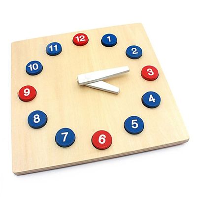 HLS maoyi Montessori Wooden Clock, Bright Color Cognitive Learning Tool Recognition Early Educational Montessori Clock Model