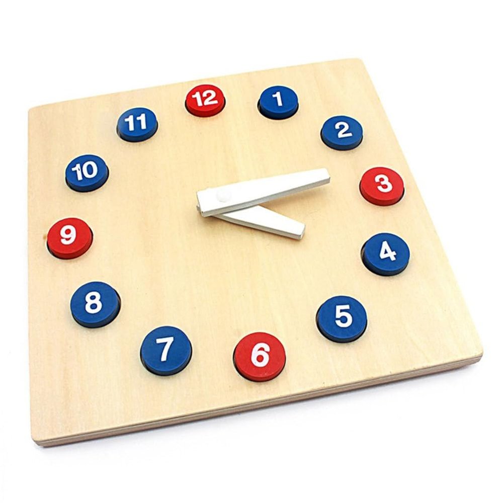 HLS maoyi Montessori Wooden Clock, Bright Color Cognitive Learning Tool Recognition Early Educational Montessori Clock Model
