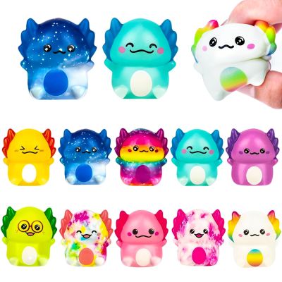 12Pcs Axolotl Slow Squishies Fidget Toys for Adults, Desktop Office Axolotl Squeeze Toys for Autism, Stress Balls for Teens Holiday Party Gifts (Random Colors)
