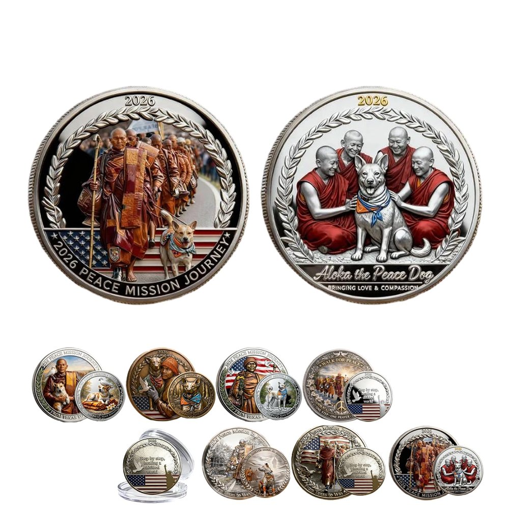 2026 Journey of Peace Mission Commemorative Coin, 2026 Peace Mission Journey Commemorative Coin, Historic 2,300-Mile Pilgrimage Souvenir, for Collectors and Mission Supporters (5Pcs,#G)