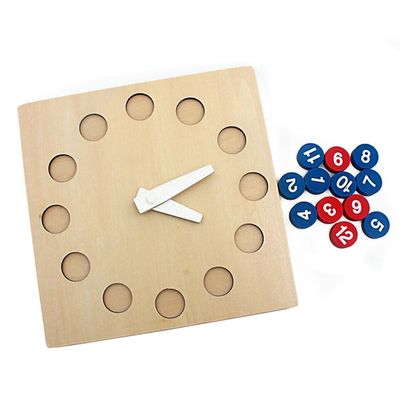 HLS maoyi Montessori Wooden Kids's Toy Clock, Teaching Aid Preschool Kids Recognize Time for Development and Family Interaction