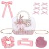 INFUNLY Small Pearl Handle Bag 5.6x2.6x4.3 Inches Princess Bunny Purse Cute Crown Crossbody Bag Pink Rabbit Crossbody Pouch with Bows Lovely Mini Pouch for Women Valentines Birthday Gift view 1