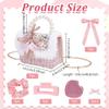 INFUNLY Small Pearl Handle Bag 5.6x2.6x4.3 Inches Princess Bunny Purse Cute Crown Crossbody Bag Pink Rabbit Crossbody Pouch with Bows Lovely Mini Pouch for Women Valentines Birthday Gift view 4