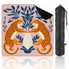 31.5" x 31.5" Mahjong Mat for Table with Carrying Bag Leopard Leaf Botanical Elements Abstract Vase Design Non-Slip Noise-Reducing Game Mat Mahjong Accessories for Poker Dominoes Board Games view 1