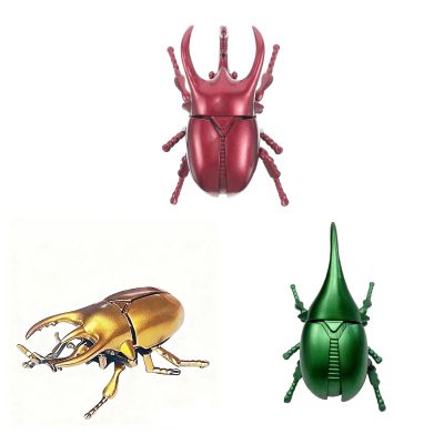 3 Pack Realistic Wind-Up Beetle Set-Moving Insect Figures (Red Stag Beetle, Gold Rhinoceros Beetle, Green Hercules Beetle) | Perfect for Party, Science Learning&Prank Games&Educational Science Gifts