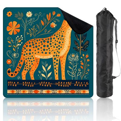 31.5" x 31.5" Mahjong Mat for Table with Carrying Bag Illustrative Cheetah Surrounded by Vibrant Floral Non-Slip Noise-Reducing Game Mat Mahjong Accessories for Poker Dominoes Board Games