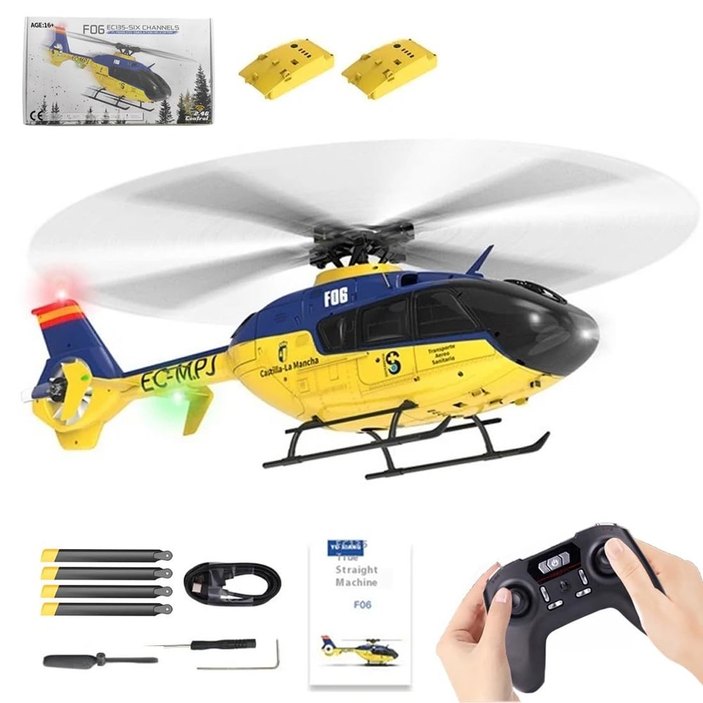 Advanced RC Helicopter for Experienced Pilots, YU Xiang F06 1:36 Scale RC Helicopter with Brushless Direct-Drive & 3D/6G Modes, 6-Channel Hobby Helicopter (RTF)