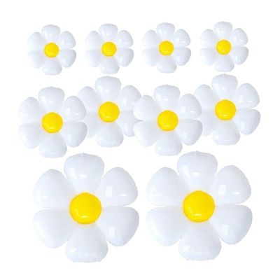 TINEASUR Daisy Balloons Foil Party Balloons 10pcs Set Large Medium Small Sizes White Floral Decorations for Birthday Shower Wedding Celebration
