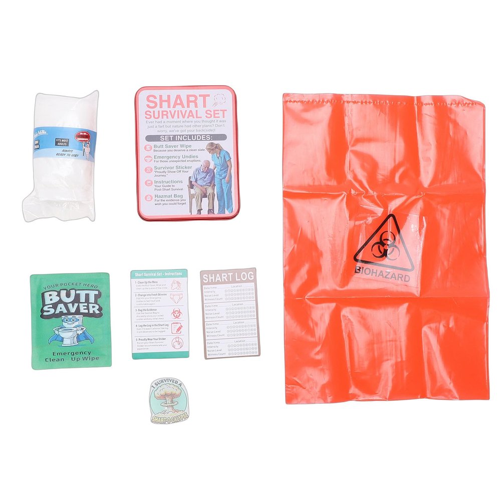 Aqur2020 Humorous Survival Kit, Funny Gag Gift Set with Reusable Metal Tin and 6 Items Novelty Birthday Father's Day Present for Outdoor Lovers