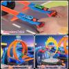 Toy Car Race Track Set for Kids Ages 4-8, Stunt Tire-Shaped Case Transforms into Race Course, 6 Cars in 1:64 Scale, 2 Ways to Play, Action Loop Cyclone Challenge & Speed Snap Track view 2