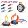 Toy Car Race Track Set for Kids Ages 4-8, Stunt Tire-Shaped Case Transforms into Race Course, 6 Cars in 1:64 Scale, 2 Ways to Play, Action Loop Cyclone Challenge & Speed Snap Track view 4