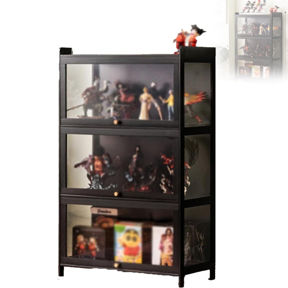 AMQYDT Figures and Curio Collection Display Case, Floor Standing Clear Showcase, with Doors Flip-top Double Door Design for Convenient Storage Cabinet Display Cases, for Collectibles