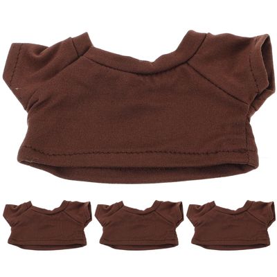 HANABASS 4pcs Bear Doll Clothes T-Shirts for 23cm Stuffed Bears, Cotton Plush Animal Tiny Clothing Set, Brown Casual Wear for Stuffed Animal Dress-up Activities