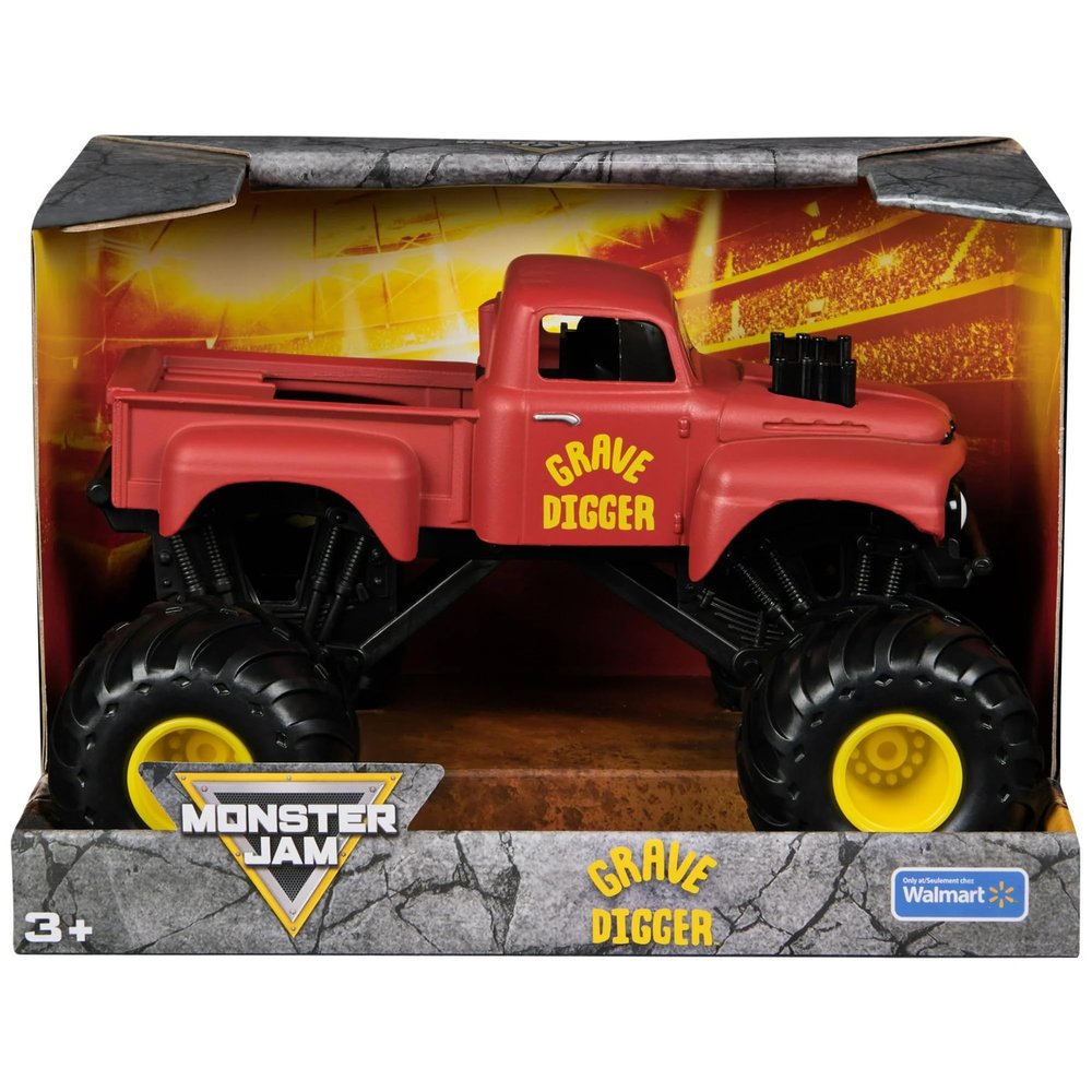Monster Jam Grave Digger 1:24 Scale Monster Truck Toy, Die-Cast Push Vehicle with Oversized Tires, Official Truck, Ages 3+