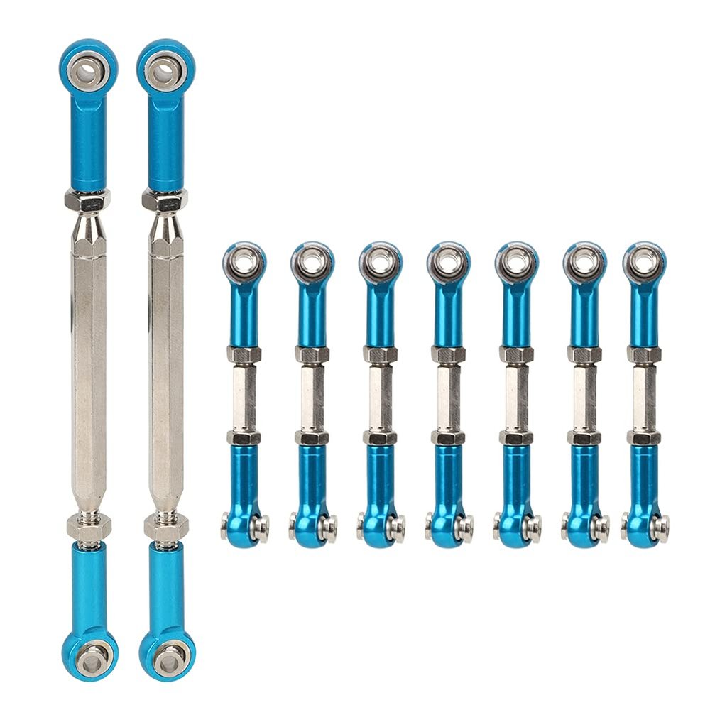 9 pcs Aluminum Alloy Tie Rod Set for WL Toys 1/10 K949 RC Car, Precision CNC Machined Replacement Steering Linkage with High Strength and Durability for RC Model Repair (Blue K949-015B)
