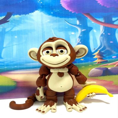 3D Printed Articulated Monkey Fidget Toy, 1pc Articulated Posable Hangable Monkey, Stands on Its Own for Fun Poses and Display - AM001-SMALL-ASS (Brown)