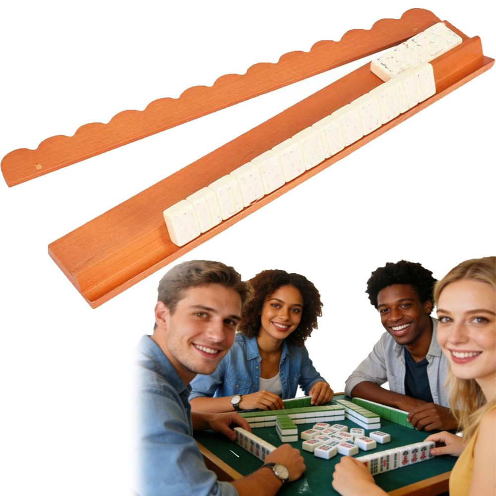 Tortoise Shell Acrylic Mahjong Rack Set with Fully Detachable Magnetic Pushers, Tortoise Shell Rack & Pusher Set, Modern American Majiang Tile Holders, 17.5 Inch Length, Glossy Finish (#a,1PC)