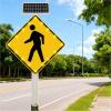 Astrulux Solar-Powered LED Flashing Pedestrian Crossing Sign, Weatherproof IP65 Aluminum Traffic Warning Sign with Mounting Accessories, 24in Road Safety Sign view 1
