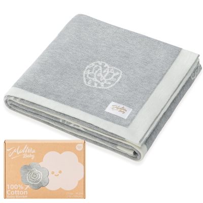 100% Cotton Baby Blanket Ultra Cozy Soft Newborn Swaddle for Boys and Girls, Gentle on Skin, Machine Washable Perfect Registry Essential Marshmallow Gray