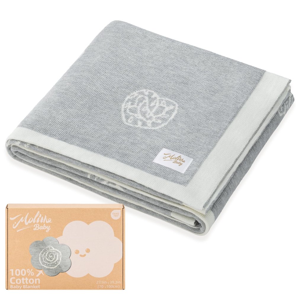 100% Cotton Baby Blanket Ultra Cozy Soft Newborn Swaddle for Boys and Girls, Gentle on Skin, Machine Washable Perfect Registry Essential Marshmallow Gray