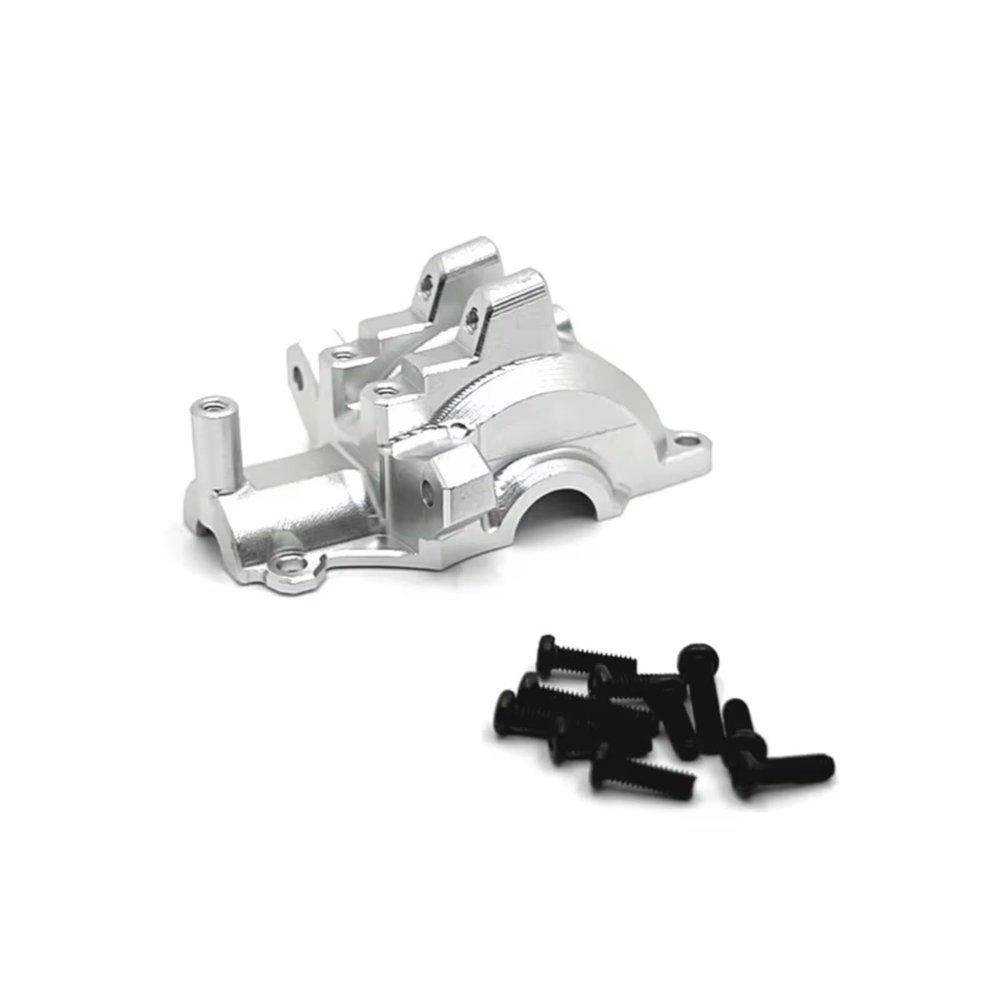 RC Cars Parts For SCY 16101 16102 16103 16201 For JJRC C8805 Q130A 1/16 Metal Front GearBox Housing Gear Box Differential Case RC Car Upgrade Parts(Silver)