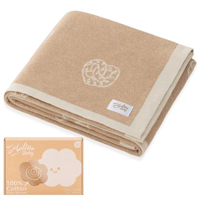 100% Cotton Baby Blanket Ultra Cozy Soft Newborn Swaddle for Boys and Girls, Gentle on Skin, Machine Washable Perfect Registry Essential Caramel Bread