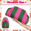 Sunnymove Mahjong Tile Bag Woven Clutch Purses for Women Woven Striped Dumpling Bag Summer Beach Evening Handbag for Mahjong Tile Vacation Supplies(Pink and Green,Thick Lines) view 2