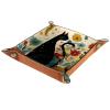 Abstract Cat and Flower Pot Dice Rolling Tray PU Leather DND & RPG Dice Mat, Portable Dice Rolling Mat Case Storage Box, Folding Scroll Dices Holder Trays for Tabletop Board Game, 8.1"x8.1" view 1