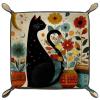 Abstract Cat and Flower Pot Dice Rolling Tray PU Leather DND & RPG Dice Mat, Portable Dice Rolling Mat Case Storage Box, Folding Scroll Dices Holder Trays for Tabletop Board Game, 8.1"x8.1" view 2