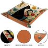 Abstract Cat and Flower Pot Dice Rolling Tray PU Leather DND & RPG Dice Mat, Portable Dice Rolling Mat Case Storage Box, Folding Scroll Dices Holder Trays for Tabletop Board Game, 8.1"x8.1" view 3