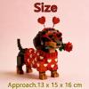 2026 Valentine's Day Exclusive DIY 3D Dachshund Building Block Set Heart Design Cute Dog Brick Model, Creative Valentine's Gift for Dog Lovers, Adults, Couples, Home & Office Decor view 2