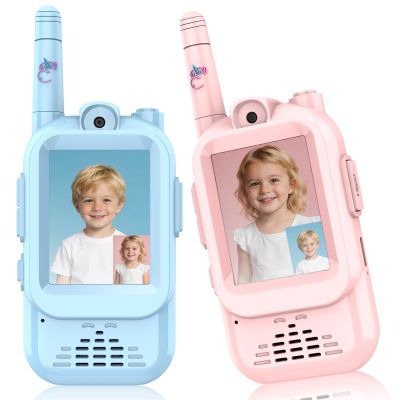 Video Walkie Talkies for Kids, Children's Day Gifts,Handheld 2 Pack Rechargeable Video Intercom Kids Walkies Talkies for Family Games, Outside, Camping, Hiking for Boys Girls Ages 3+,up to 400m